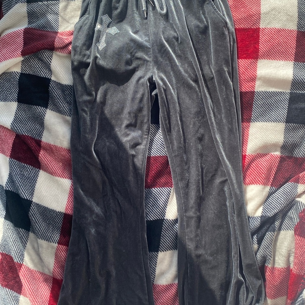 Black Velvet Pants w/ Diamond cross